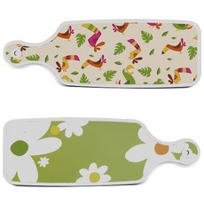 Roem Design 上菜砧板 2件組 floral design白色連翹花套組, floral design白色連翹花, 八哥鳥淡黃色, 1套