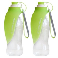 aryko 寵物貓狗用折疊式矽膠水瓶, 綠色, 2件