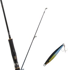 Won Da Avalon擬餌竿 702M 旋轉式+Damiki金屬亮片 高麗 14g, 015黑銀