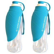 aryko 寵物貓狗用折疊式矽膠水瓶, 藍色, 2件