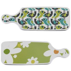 Roem Design 盛盤砧板 2件組 floral design白色連翹 套組, floral design白色連翹, 鳥, 1套