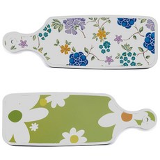 Roem Design 上菜砧板 2件套組 floral design白連翹花, floral design白連翹花, 浪漫藍floral白色, 1套