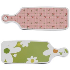 ROEM DESIGN 上菜砧板 2入 floral design 白色連翹花套組, floral design 白色連翹花, 粉紅花朵格紋, 1套