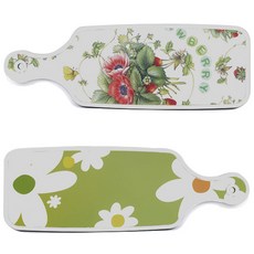 ROEM DESIGN 上菜砧板 2件組 floral design白色連翹花套組, floral design白色連翹花, 野草莓藝術圖案, 1套