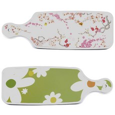 Roem Design 上菜砧板 2入 floral design白連翹套組, floral design白連翹, 浪漫胭脂色floral, 1套