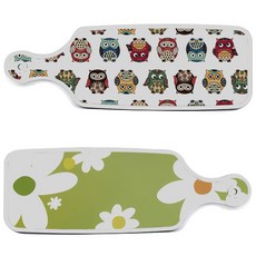 Roem Design 上菜砧板 2件組 floral design白連翹套組, floral design白連翹, Cute貓頭鷹, 1套