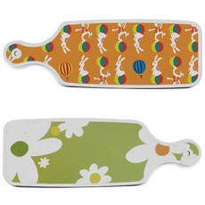 Roem Design 上菜砧板 2件組 floral design白色連翹花套組, floral design白色連翹花, 兔子2, 1套