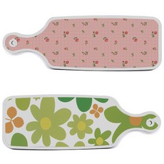 Loem Design 上菜砧板 2件組 floral 迎春花套組, floral 迎春花, 粉紅花朵格紋, 1套