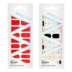 Babacoco 凝膠美甲貼 亮片全紅 + 混搭時尚星星, 全猩紅色, 金黑色, 1個