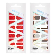 BABACOCO 凝膠指甲貼 亮片正紅色 + 混搭可愛雙色, 正猩紅色, 3.煙燻粉紅, 1個