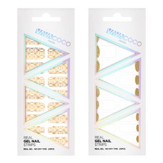 BABACOCO 凝膠美甲貼片貼紙 透視鑽石網格 + 混搭月牙亮片, 金色, 4.白色, 1個