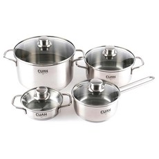 綜合IH感應不鏽鋼鍋具組 4入組, 火鍋14cm+單水鍋16cm+正鍋20cm+24cm, 單色