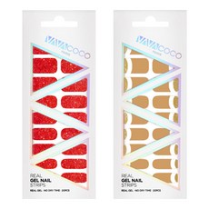 BABACOCO 凝膠美甲貼 亮片全貼 + 混搭月牙亮片, 猩紅色, 棕色, 1個