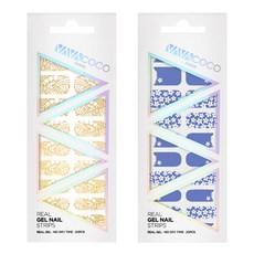 babacoco 凝膠美甲貼片 透視民族風 + 混搭花園, 金色, 1.天空藍, 1個