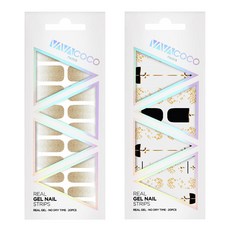 BABACOCO 凝膠美甲貼片 亮片漸層 + 混搭時尚星星, 淺棕色, 金色 黑色, 1個