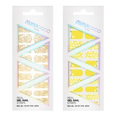 Babacoco凝膠美甲條貼 透視民族風+混搭花園, Gold+4 Sweet Corn Yellow, 1組