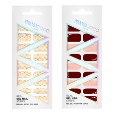 BABACOCO 凝膠美甲貼 鏤空鑽石網格 + 混搭弧形水晶, 金色,酒紅色, 1個