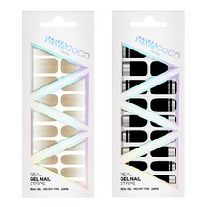 BABACOCO 凝膠指甲貼片貼紙 亮片漸層 + 混搭鏡面, 淺棕色, 3.時尚黑, 1個