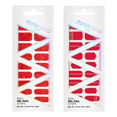 Babacoco 凝膠美甲貼片 亮片滿版 + 混搭鑽石鏈, 猩紅色, 猩紅色, 1個