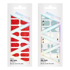 BABACOCO 凝膠美甲貼片 亮片全貼 + 混搭 哈特露諾拉, 猩紅色, 天空藍, 1個