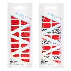 Babacoco 凝膠美甲貼 亮片全紅 + 混搭碎玻璃, 全猩紅色, 1.猩紅色, 1個