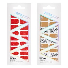 Babacoco 凝膠美甲貼 亮片 全紅色 + 混搭款 碎玻璃, 全猩紅色, 2.沙漠沙, 1個