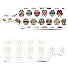 ROEM DESIGN 簡約圖案上菜砧板 2件組, 簡約圖案, Cute貓頭鷹, 1套