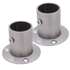 圓形長型掛衣管管座 2入, 銀色