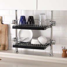 ENEX 立柱式雙層碗盤架, 黑色