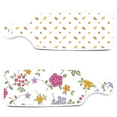 로엠디자인 서빙 도마 보드 2p 로맨틱레드 floral 화이트 세트, 로맨틱레드floral화이트, 쿠키, 1세트
