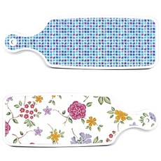 로엠디자인 서빙 도마 보드 2p 로맨틱레드 floral 화이트 세트, 로맨틱레드floral화이트, 블루타일, 1세트