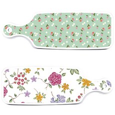 로엠디자인 서빙 도마 보드 2p 로맨틱레드 floral 화이트 세트, 로맨틱레드floral화이트, 비색체리, 1세트