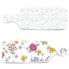 로엠디자인 서빙 도마 보드 2p 로맨틱레드 floral 화이트 세트, 로맨틱레드floral화이트, 블루별, 1세트