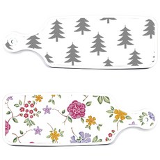 로엠디자인 서빙 도마 보드 2p 로맨틱레드 floral 화이트 세트, 로맨틱레드floral화이트, 숲패턴3, 1세트