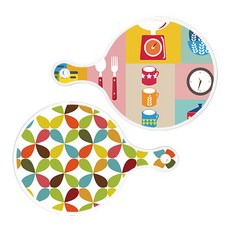 Roem Design 圓形上菜砧板 2入 廚房圖案組, 廚房圖案, Florally圖案, 1套