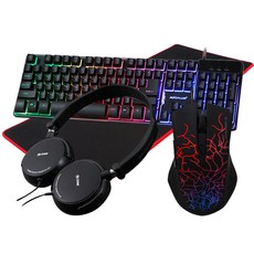 DDZONE 비키스타일 LED플린저키보드 AK-K450 + 게이밍 마우스 DM-G3 + 접이식 헤드셋 DH-200 + GOON 게이밍 장패드, 키보드(AK-K450), 마우스(DM-G3), 헤드셋(DH-200), 헤드셋(블랙)