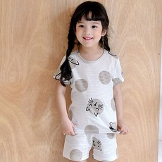 메이키즈 아동용 통기성 땡땡이 5부 쟈가드 실내복 상하의세트