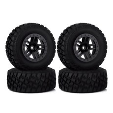 Austar 1/10 橡膠輪胎帶塑料輪轂，適用於 1:10 短程卡車遙控車輪胎套組 3006A, 單色, 4件