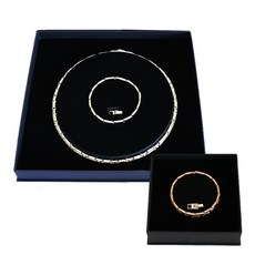 Gellaluce 鍺男士項鍊手鍊套組白銀+女士手鍊玫瑰粉色, 1套