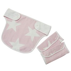 ddasum 口水巾+背帶口水巾 2入, 星星款 粉色