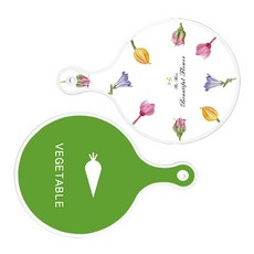 Roem Design 擺盤砧板 2入 浪漫圖案花朵圓形板組, 浪漫圖案花朵圓形板, 蔬菜綠圓形板, 1套