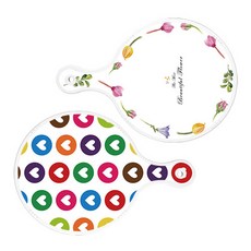 ROEM DESIGN 上菜用圓形砧板 2件組 浪漫花紋線條系列, 浪漫花紋線條, 愛心圖案, 1套