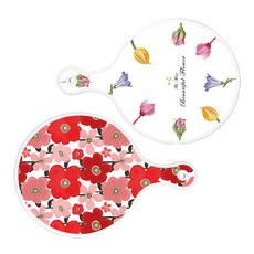 ROEM DESIGN 上菜用圓形砧板 2入 浪漫花紋組合, 浪漫花紋, 紅色山茶花, 1套