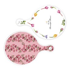 Roem Design 上菜用圓形砧板 2件組 浪漫花紋線條系列, 浪漫花紋線條, 櫻桃花, 1套