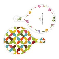 Roem Design 上菜用圓形砧板 2入 浪漫圖案花線套組, 浪漫圖案花線, 花卉圖案, 1套