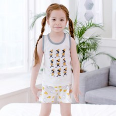 뉴욕꼬맹이 여아용 산책 리코 민소매 상하 세트복