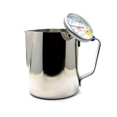 ZENITHCO 新款拉花鋼杯 附溫度計 600ml 尖嘴款, 混合顏色, 1個