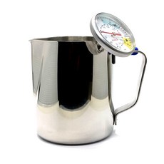 ZENITHCO New Latte Art 附溫度計拉花鋼杯 1000ml 尖嘴款, 混合顏色, 1個