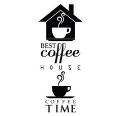 GGOOMIM Best Coffee House 小型圖案貼紙, 黑色, 38 x 95 cm