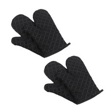 aryko 矽膠防滑烤箱手套, 黑色的, 4件